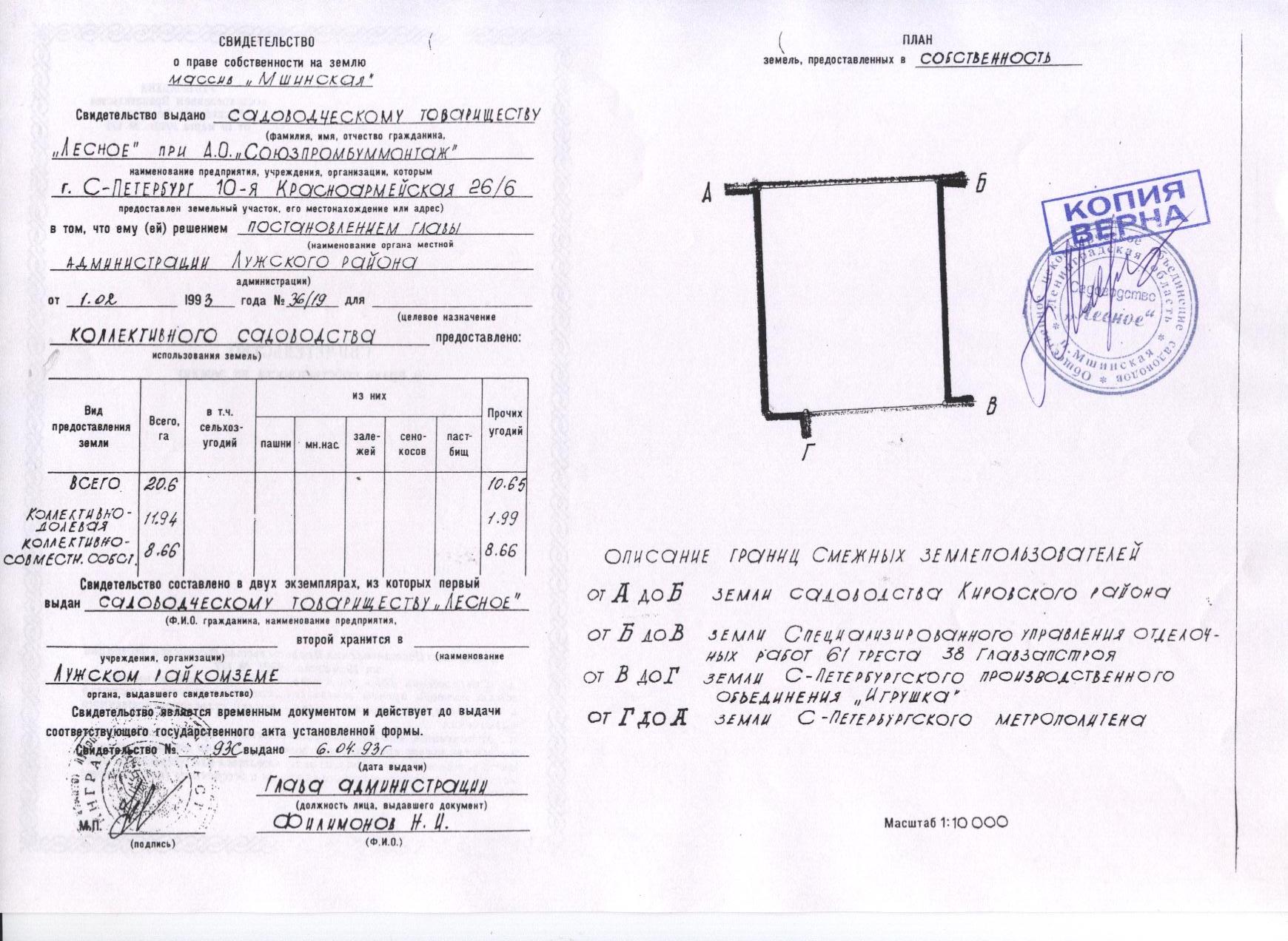 Образец справки на пользование садовым участком в СНТ